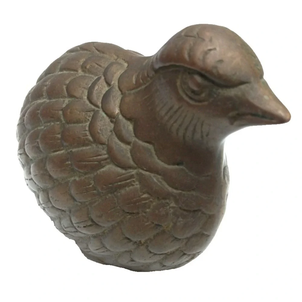 Vintage Solid Brass Quail Bird Figurine Paperweight Partridge Heavy 20 oz / 4